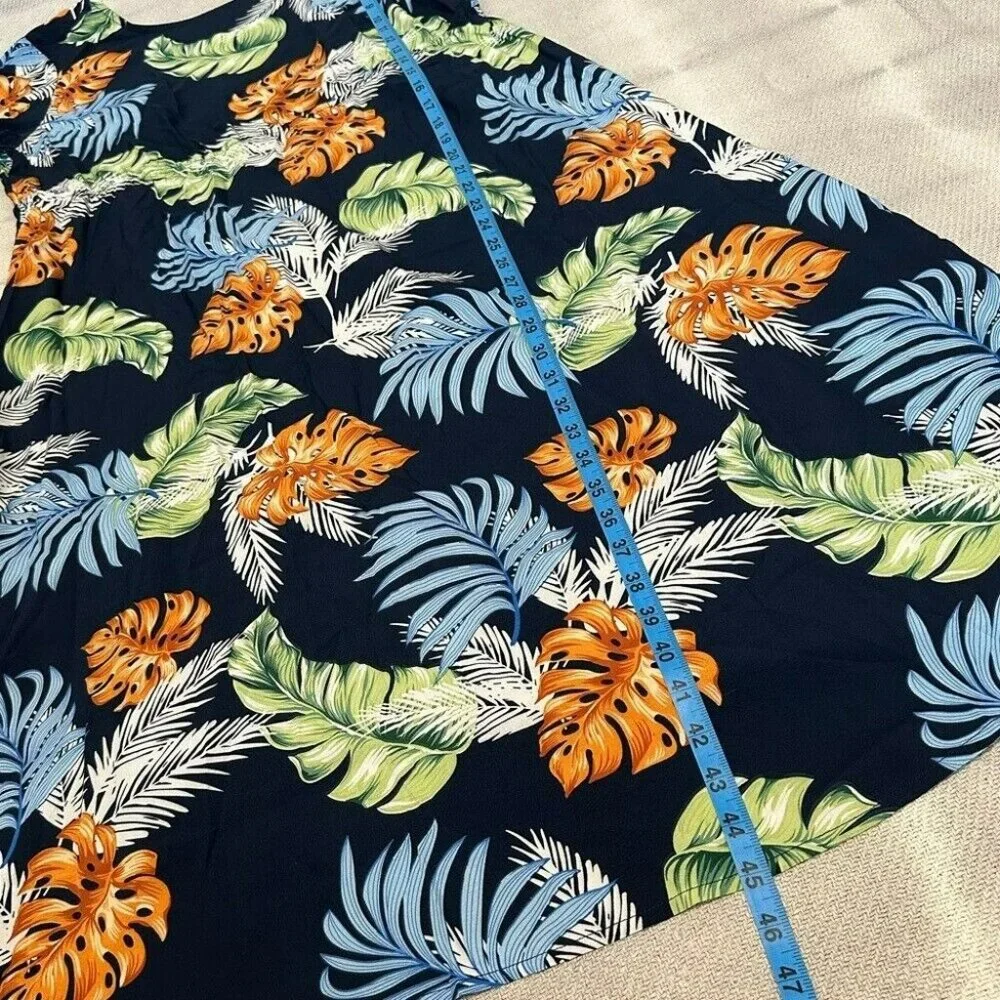 Women’s Midi Back Tie Short Sleeve Dress Size Large NWOT Tropical Boho